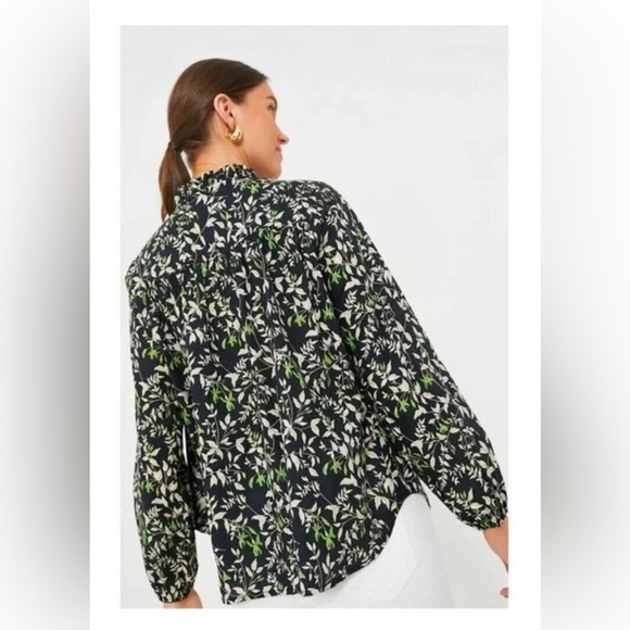Tuckernuck Avalon Blouse XXS NWT Black Floral Cotton Top - Picture 6 of 12